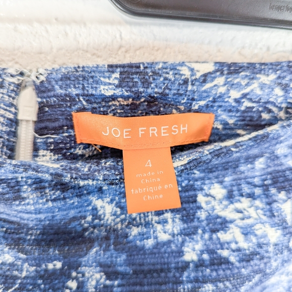 2/$20 Unique Joe Fresh Linen and Cotton Blend Mini Skirt Textured Coastal Blue - Picture 3 of 7